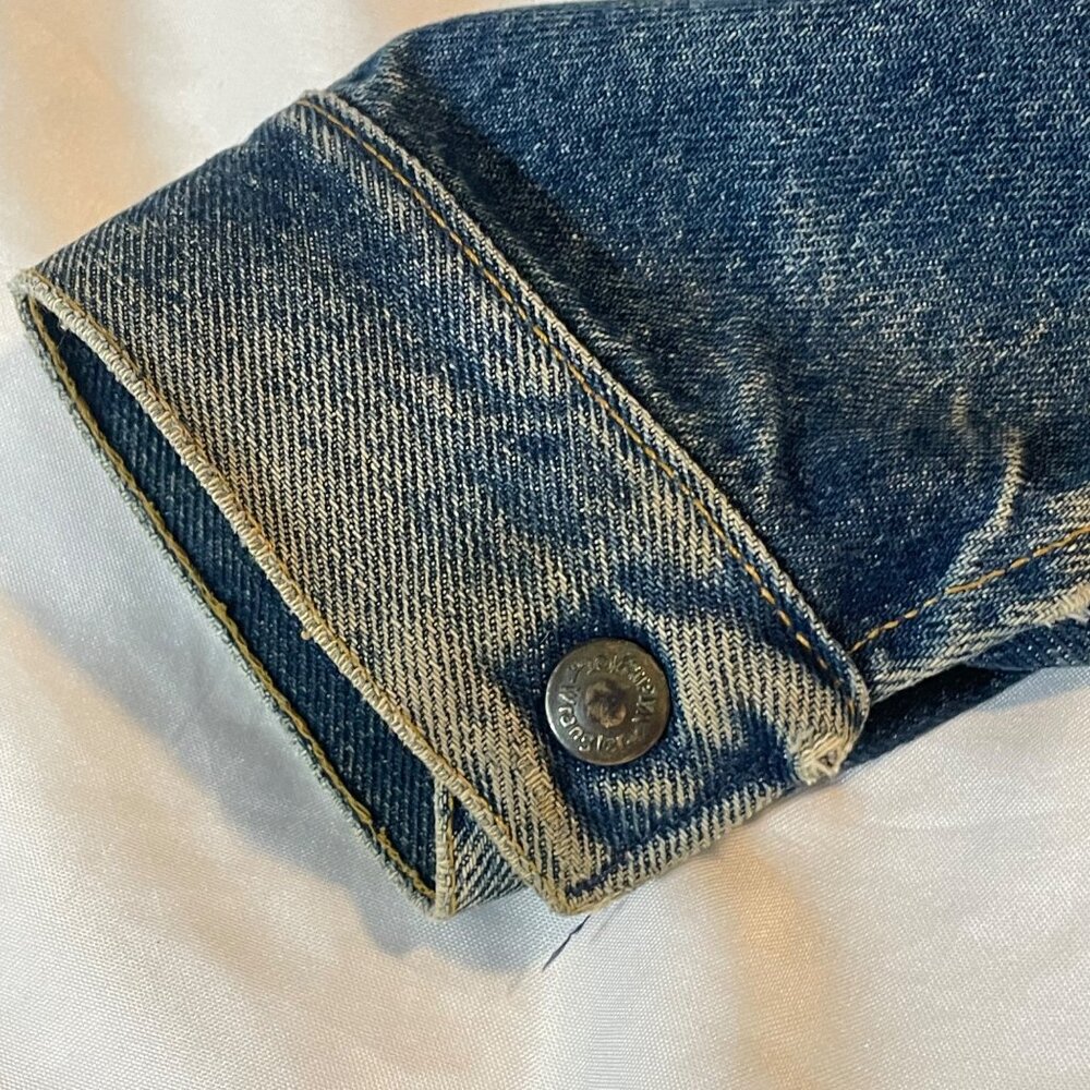 Vintage Elvis Presley Blue Jean Denim Jacket Unique Vibrant Back Print XL - Picture 14 of 16